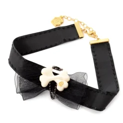 Jewelry & Hair Accessories>Q-pot. Black Ribbon x Bone Choker