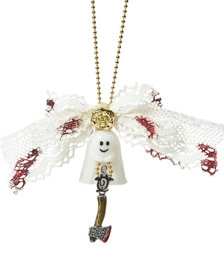 Q-pot. Petit Ghost Sheets Necklace / White Veil Charm / Q Hatchet Charm Set Discount