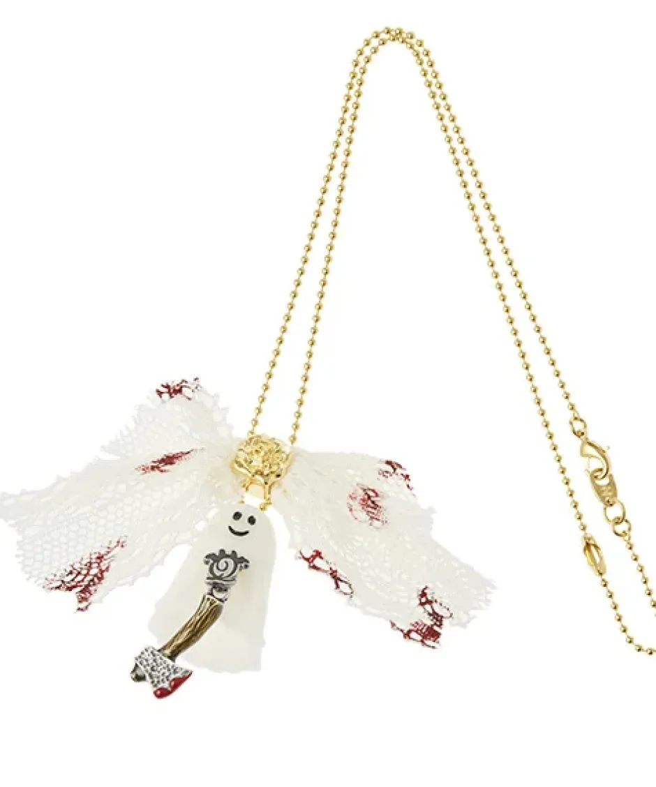 Q-pot. Petit Ghost Sheets Necklace / White Veil Charm / Q Hatchet Charm Set Discount