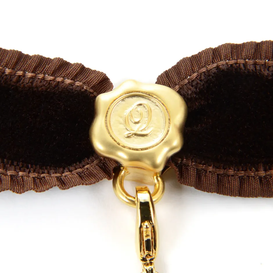 Jewelry & Hair Accessories>Q-pot. Velvet Ribbon Choker w/ 3-Piece Chocolate Charm Set