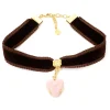 Jewelry & Hair Accessories>Q-pot. Velvet Ribbon Choker w/ Puchi Arrow Heart Milky Strawberry Charm