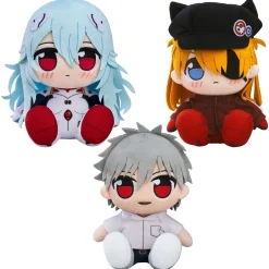 Rebuild of Evangelion Kuripan Plushie Rei Ayanami: Long (Long Hair: White Plugsuit) / Asuka Shikinami Langley (Jersey & Casquette Cap) / Kaworu Nagisa: School Uniform Ver. Best