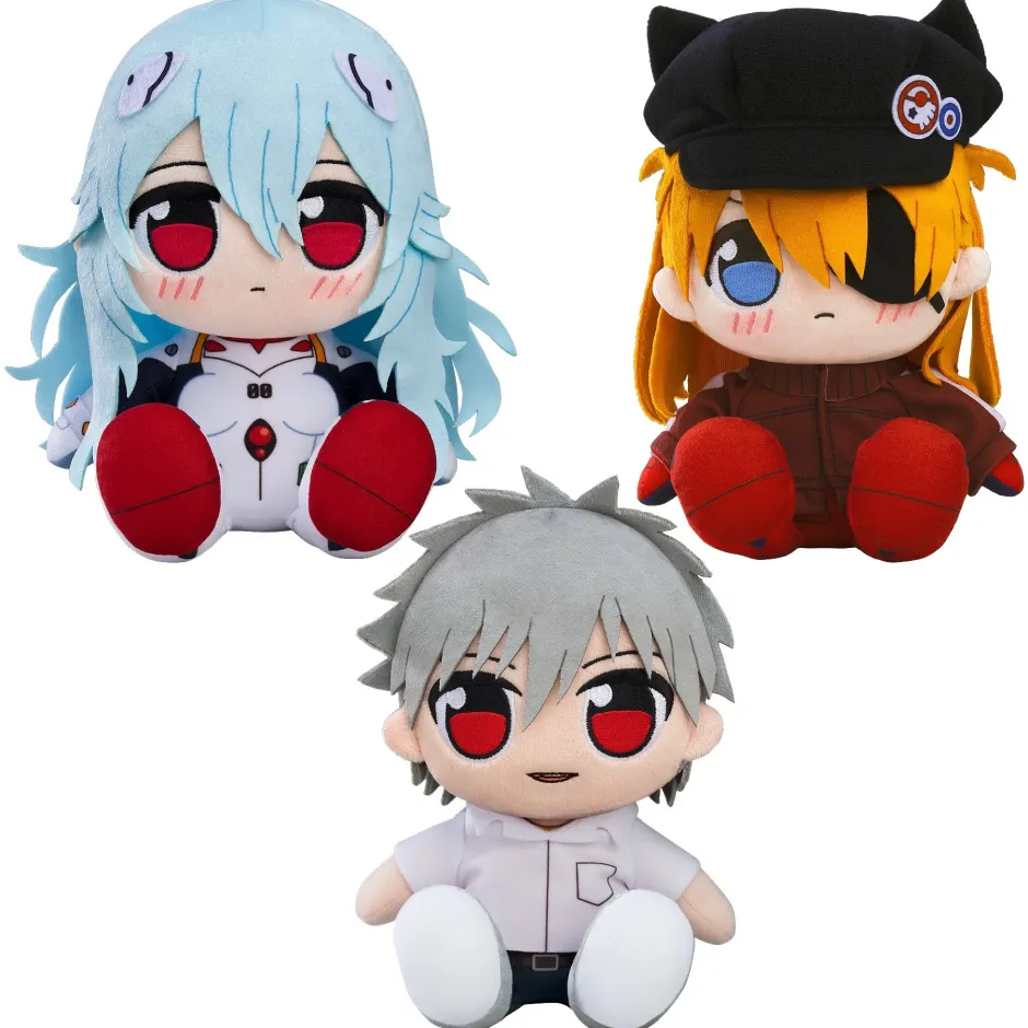 Rebuild of Evangelion Kuripan Plushie Rei Ayanami: Long (Long Hair: White Plugsuit) / Asuka Shikinami Langley (Jersey & Casquette Cap) / Kaworu Nagisa: School Uniform Ver. Best