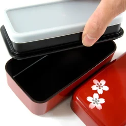 Red Maki-e Cherry Blossom 2-Tier Bento Box New