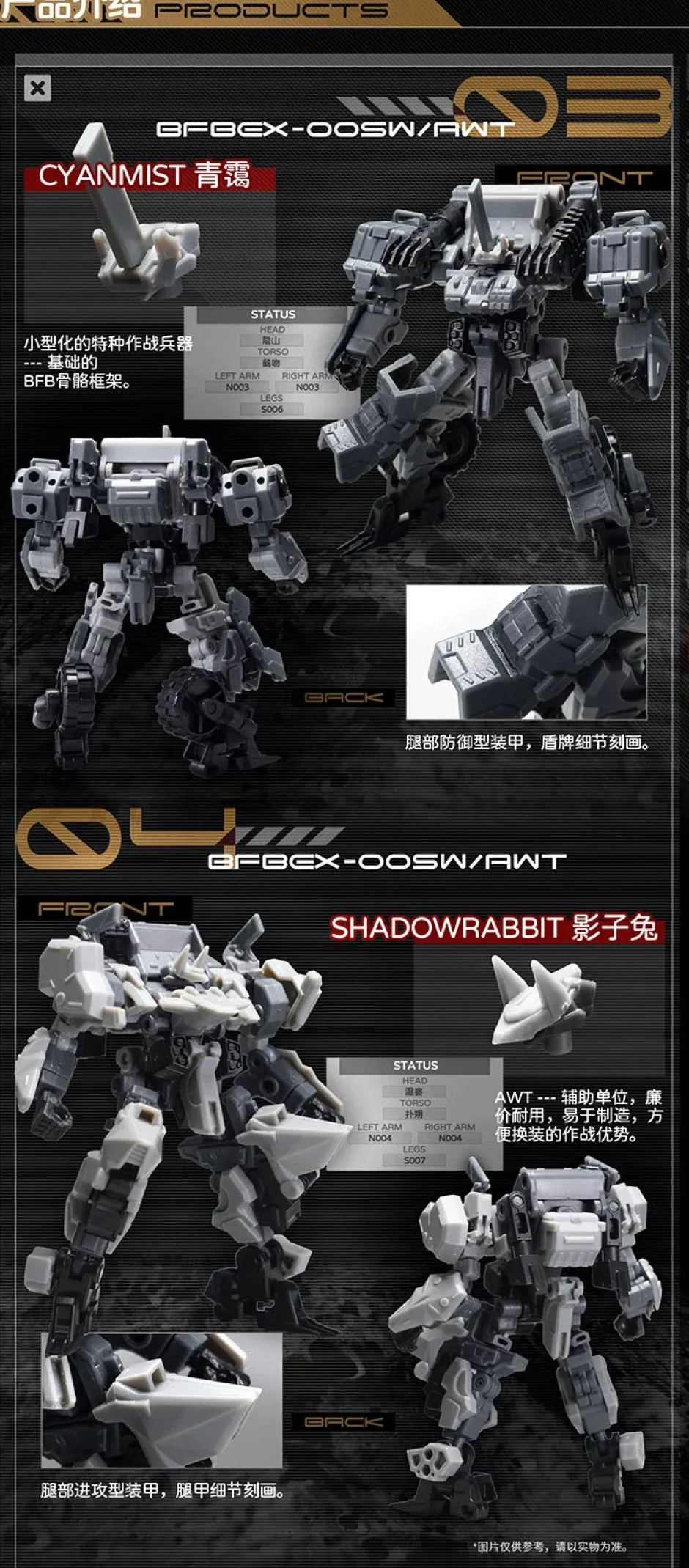 Plastic Models>Shadow Troops EX Series EX03 Cyanmist & EX04 Shadowrabbit Plastic Model Kit