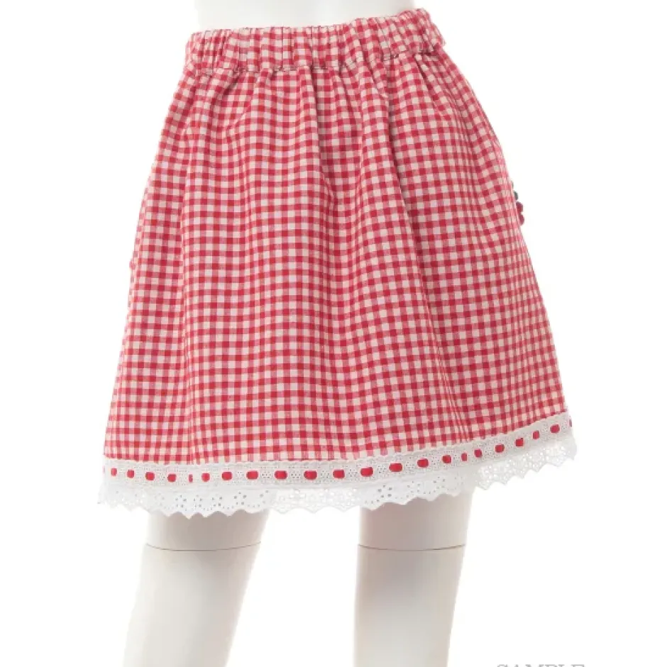 Bottoms>Swankiss Cherry Motif Gingham Skirt