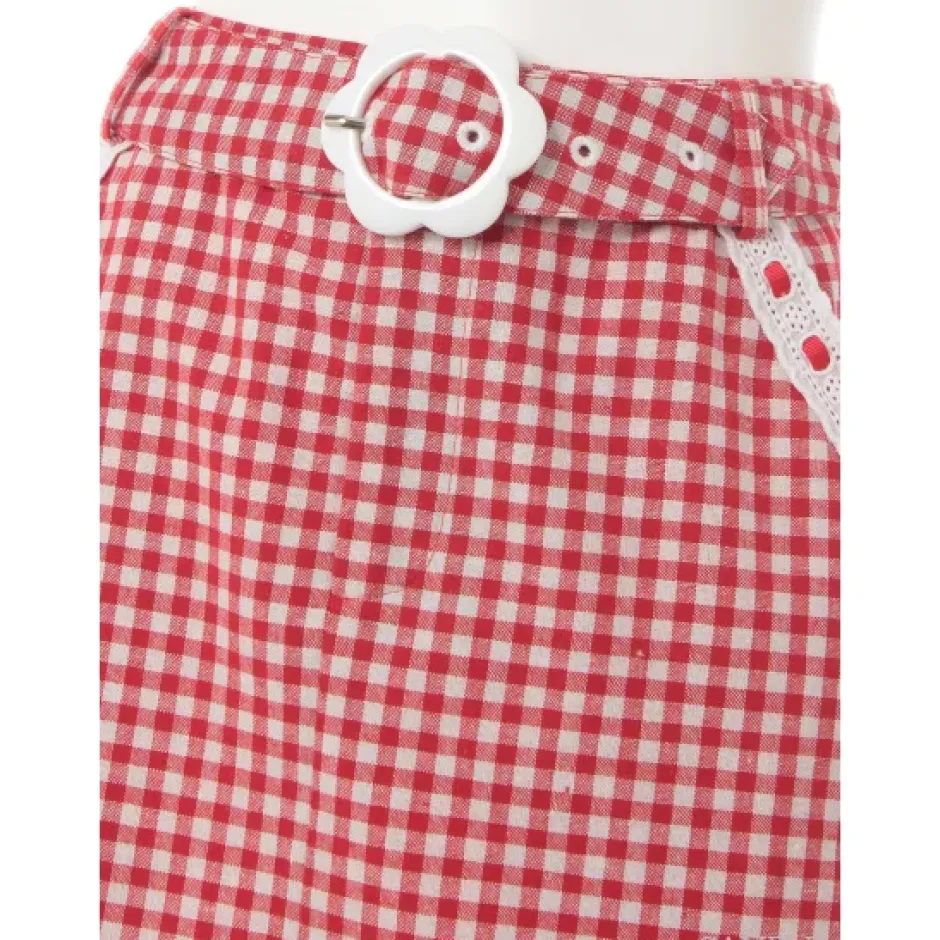 Bottoms>Swankiss Cherry Motif Gingham Skirt
