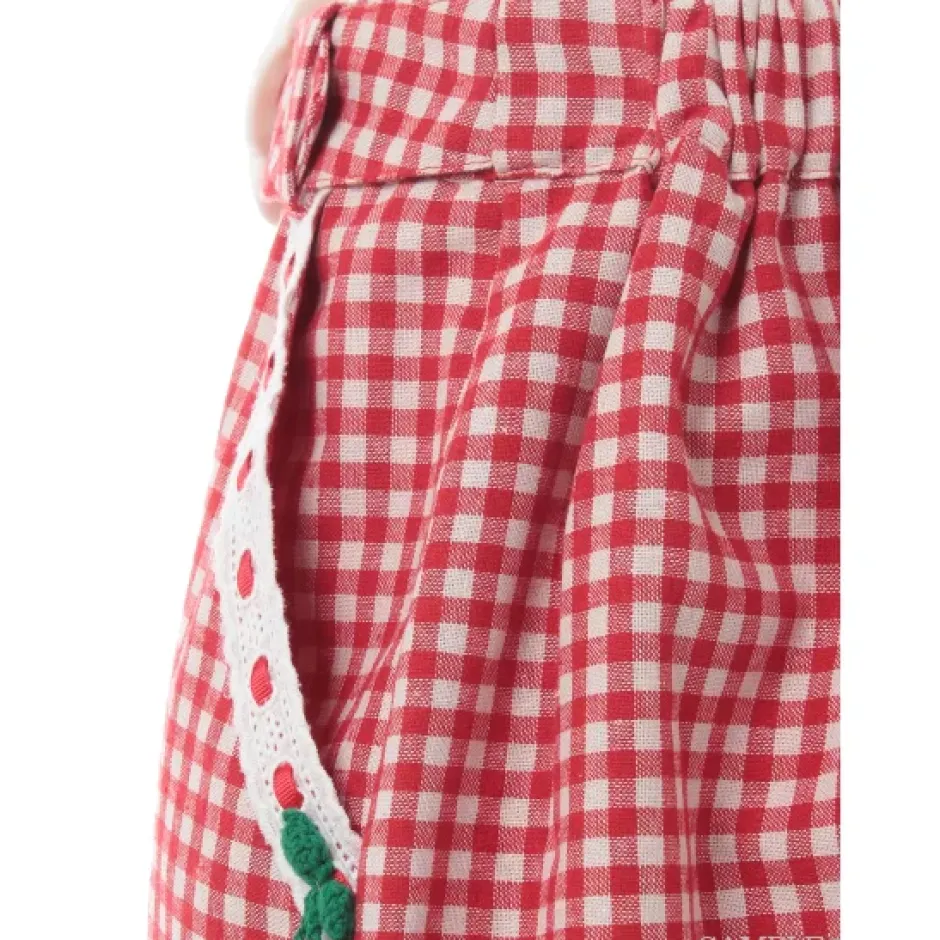 Bottoms>Swankiss Cherry Motif Gingham Skirt