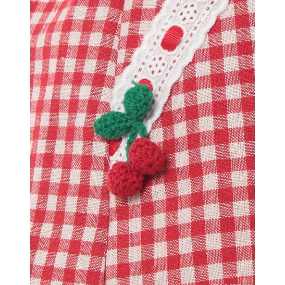 Bottoms>Swankiss Cherry Motif Gingham Skirt