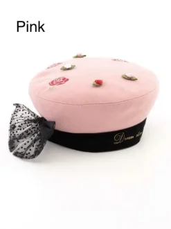 Swankiss Dot Ribbon Tulle Beret Sale