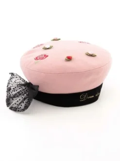 Swankiss Dot Ribbon Tulle Beret Sale