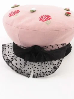 Swankiss Dot Ribbon Tulle Beret Sale