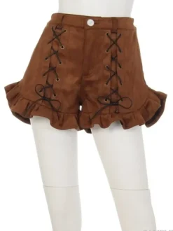 Swankiss Lace-Up Ruffled Hem Shorts Hot