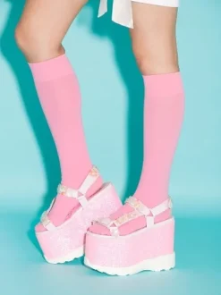 Swankiss Lamé Flower Sandals Hot