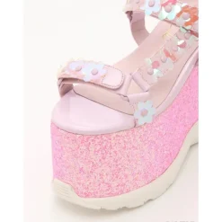 Swankiss Lamé Flower Sandals Hot