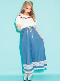 Swankiss Rose Denim Gaucho Pants Best