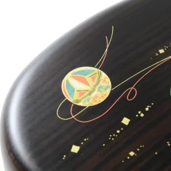 Bento Containers>Temari Black Wood Patterned 2-Tier Bento Box