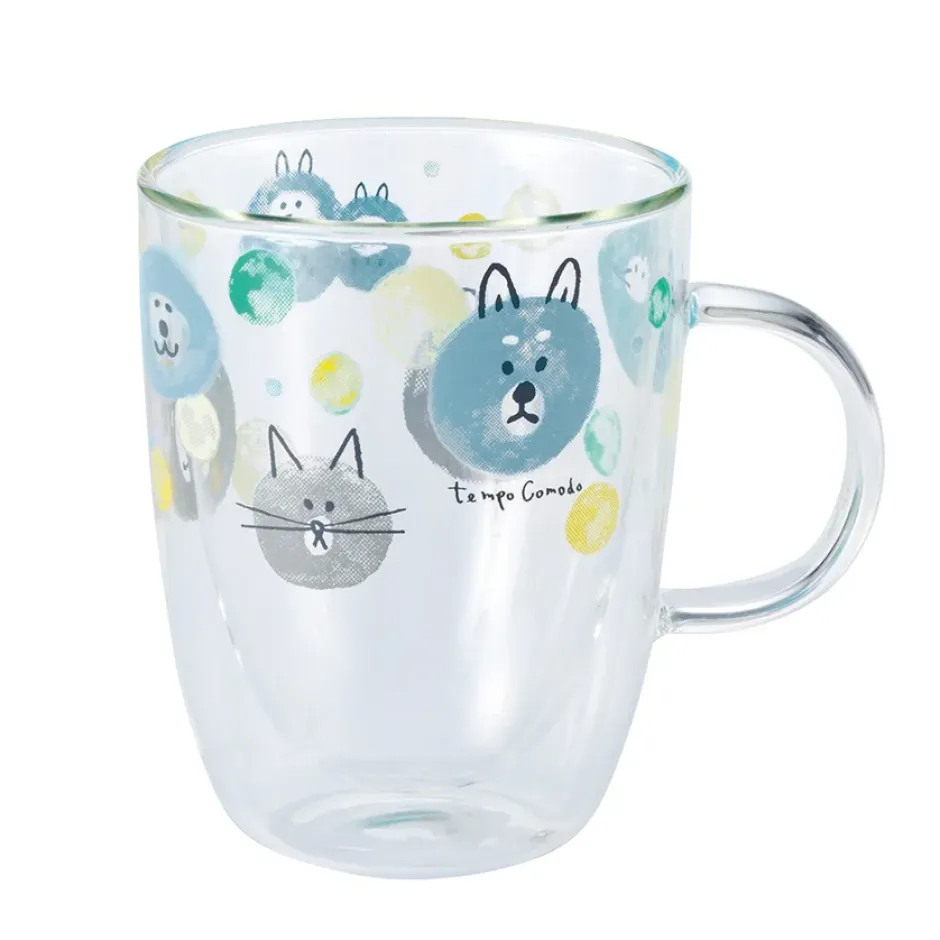 Mugs & Glasses>Tempo Comodo Watercolor Animal Double Wall Glass