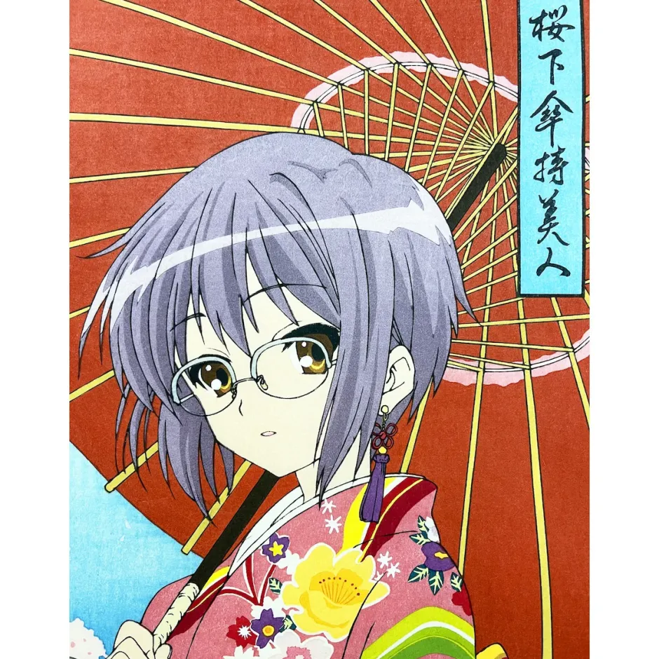 The Melancholy of Haruhi Suzumiya Ouka Kasamochi Bijin Yuki Nagato Ukiyo-e Woodblock Print Hot