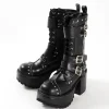 YOSUKE USA Mid-Calf Chunky Buckle Boots Hot