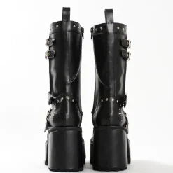 YOSUKE USA Mid-Calf Chunky Buckle Boots Hot